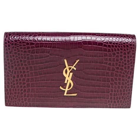 ysl clutch bag burgundy|ysl crocodile clutch.